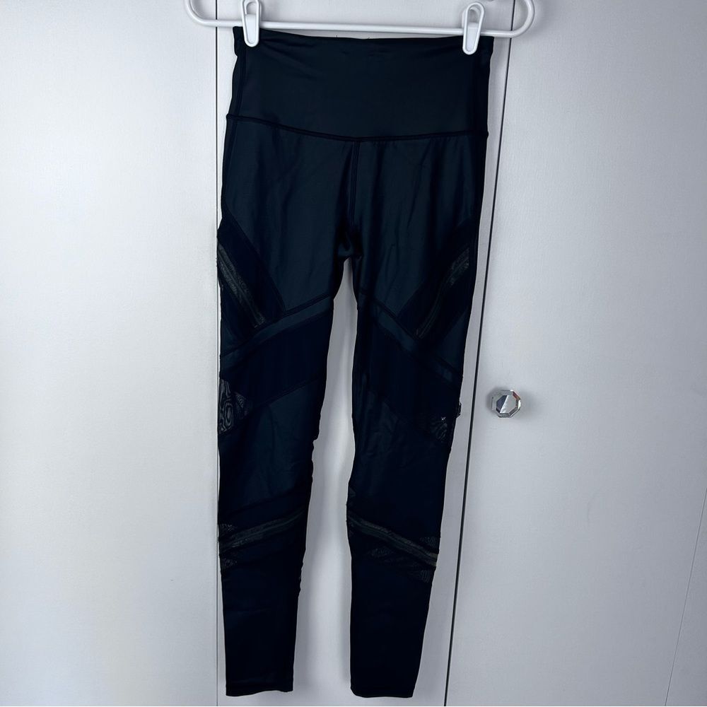Victorias Secret Sleek Silk Look Black Leggings *Mesh - Full length - Size S